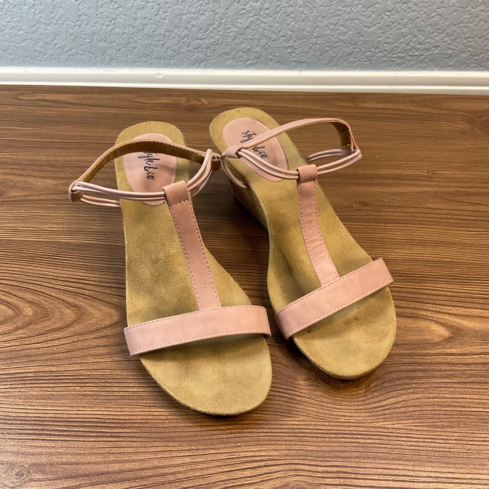 Style & Co Dusty Pink Wedge Sandals for Women size 8